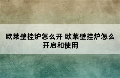 欧莱壁挂炉怎么开 欧莱壁挂炉怎么开启和使用